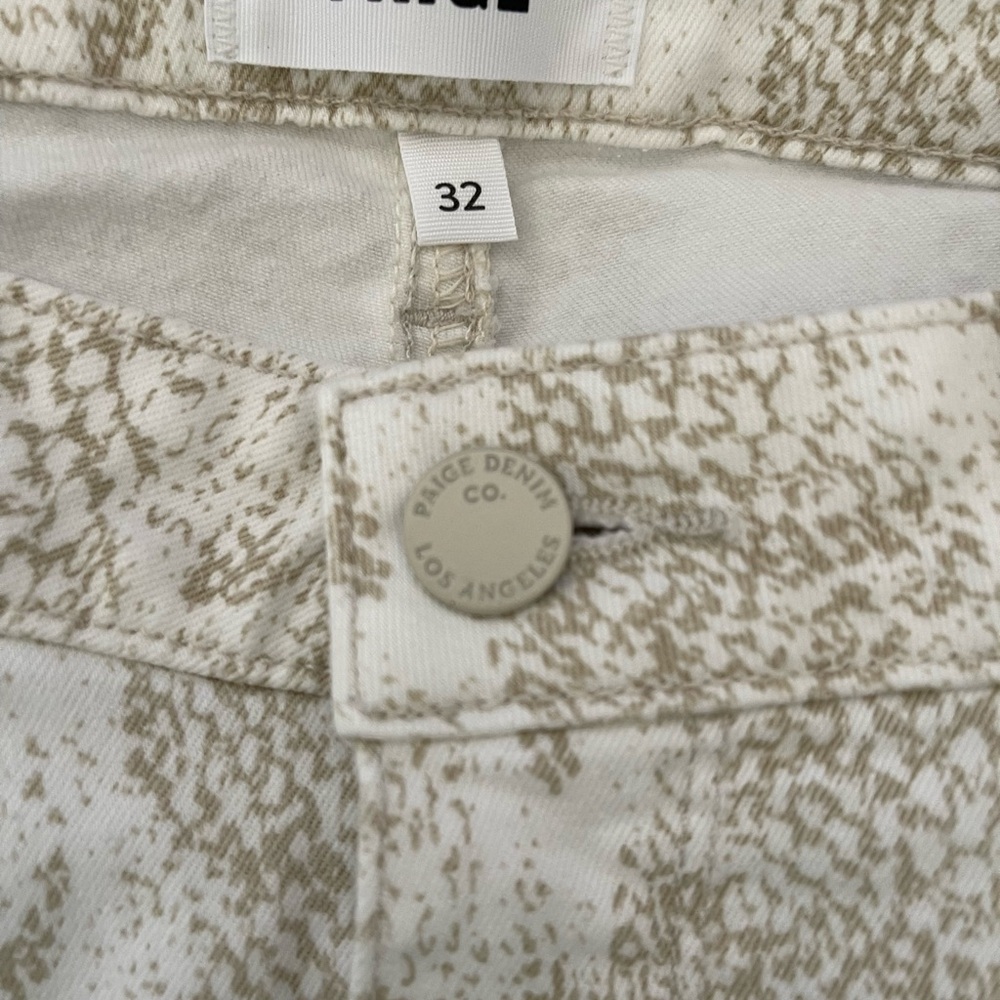Paige Denim Co. Hoxton White and Tan Jeans